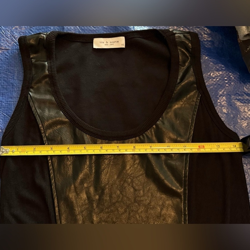 Lola & Sophie Black Faux Leather Accent Tank Top - Picture 7 of 11